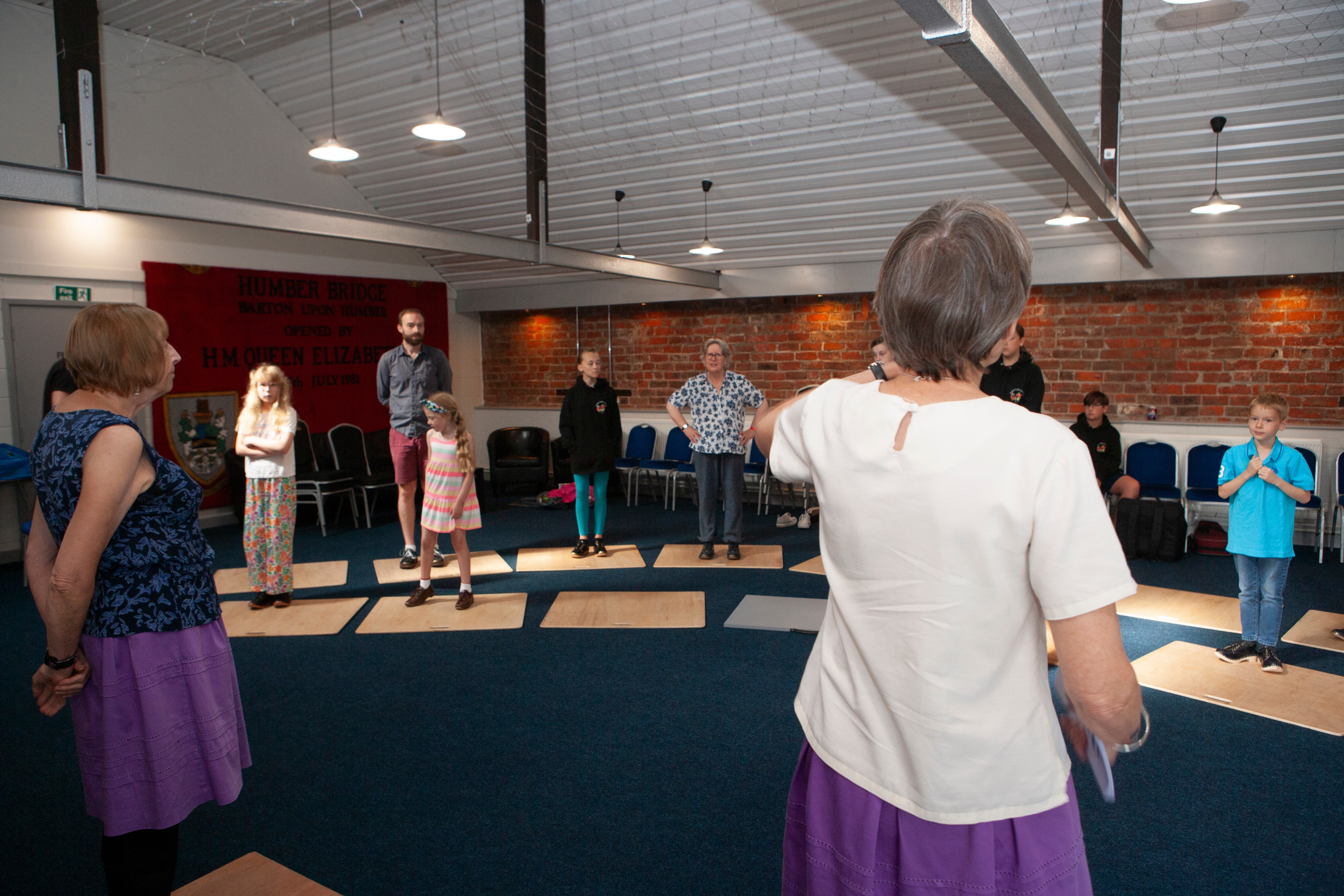 Family clog dancing